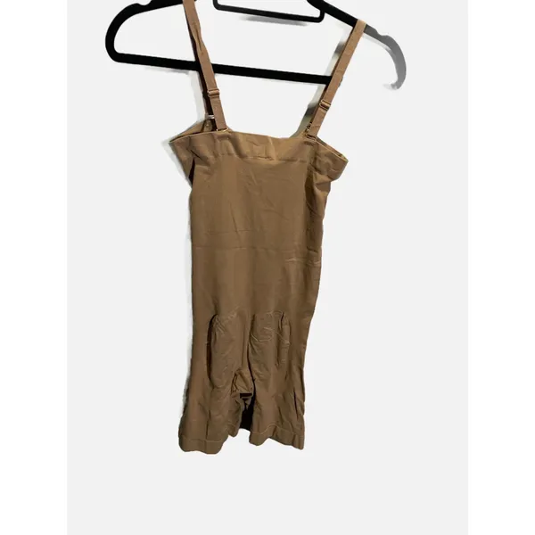 Tan Seamless‎ Mid Thigh Shapewear Bodysuit Firm Control XL Nude Brown - Image 5