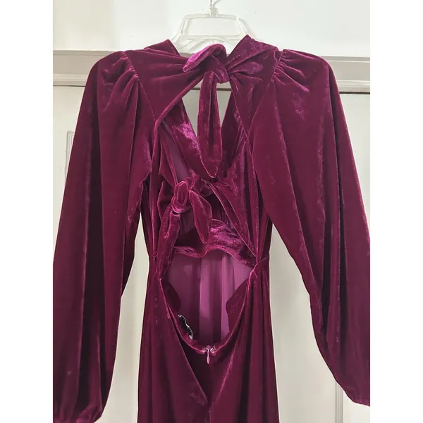 Woman’s Velvet Long Dress Size LXS Deep Fuchsia Formal Holiday Wedding Open Back - Image 4