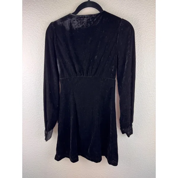 Lulus Black Velvet HOCO Button Front Mini Dress‎ Party Cocktail NWT Size XS - Image 5