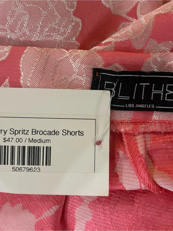 Blithe Strawberry Spritz Brocade Set NWT Med Pink Floral Crop Top Shorts Retro - Image 9