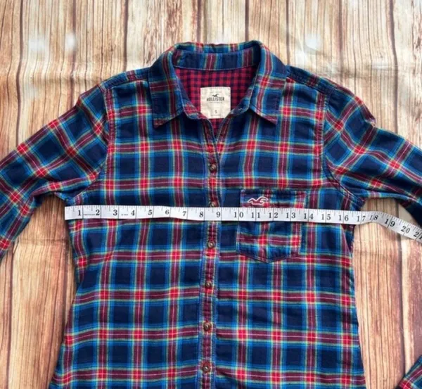 Hollister Womens Long Sleeve Button Down Plaid Shirt Size Small - Image 6