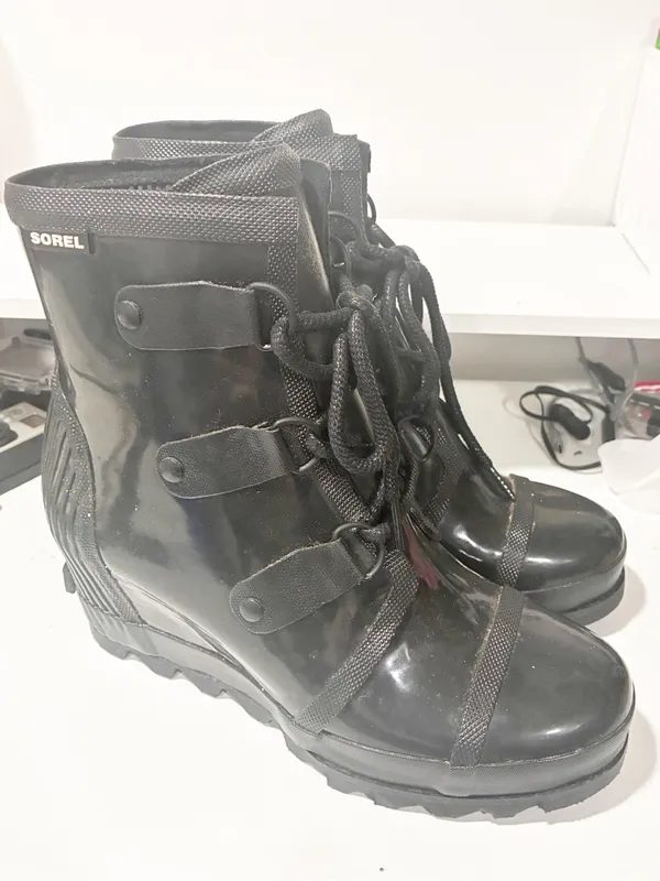 Sorel Joan Wedge Heel Waterproof Rain Boots Black Women's Size 10 - Image 3