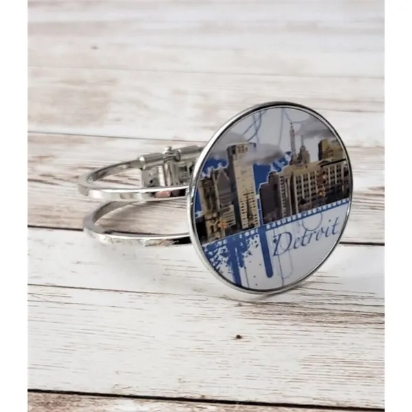 Detroit Hinged Bracelet / Bangle Silver Tone - Image 2