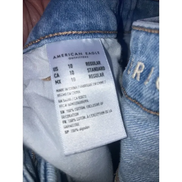 American Eagle Mom‎ Jean Blue Denim Size 10 Regular Jeans Distressed - Image 4