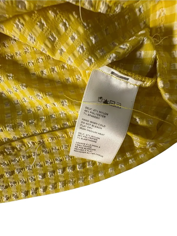 Urban Outfitters Mary Gingham Mini Dress S Yellow Textured Cottagecore Sundress - Image 10