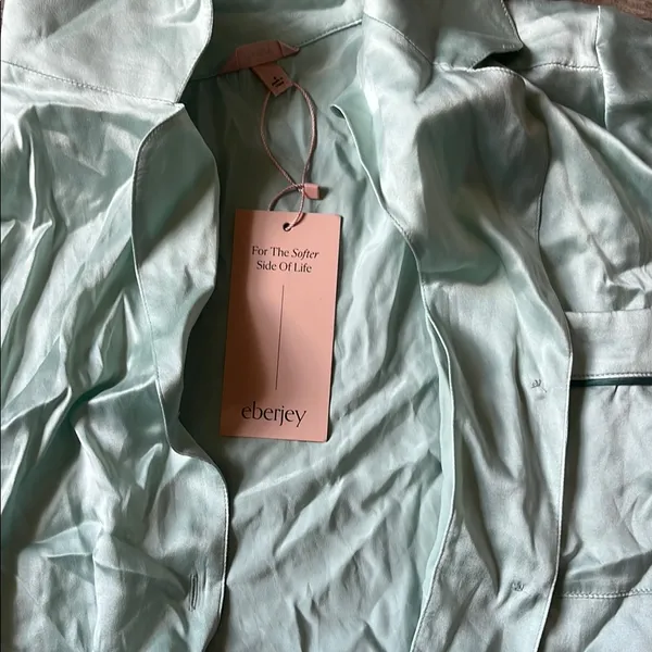 Eberjey Blue Button Down Shirt Relaxed Lightweight - Image 3