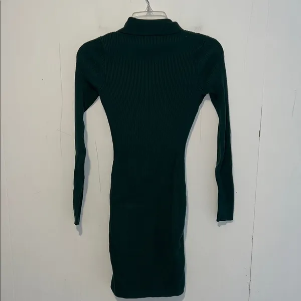 Hollister Long Sleeve Elegant Green Ribbed Knit Dress 071426 - Image 4