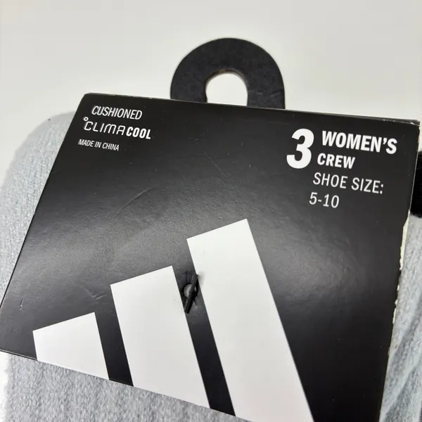 Adidas Cushioned ClimaCool Womens Crew Socks NWT Shoe Size 5-10 Gray White Black - Image 3