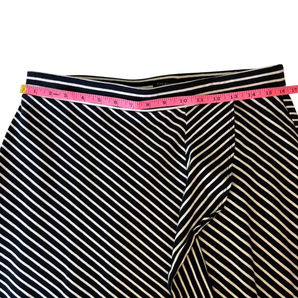Talbots Navy White Striped Ruffle‎ Hem Midi Skirt Career Casual Women - Image 5