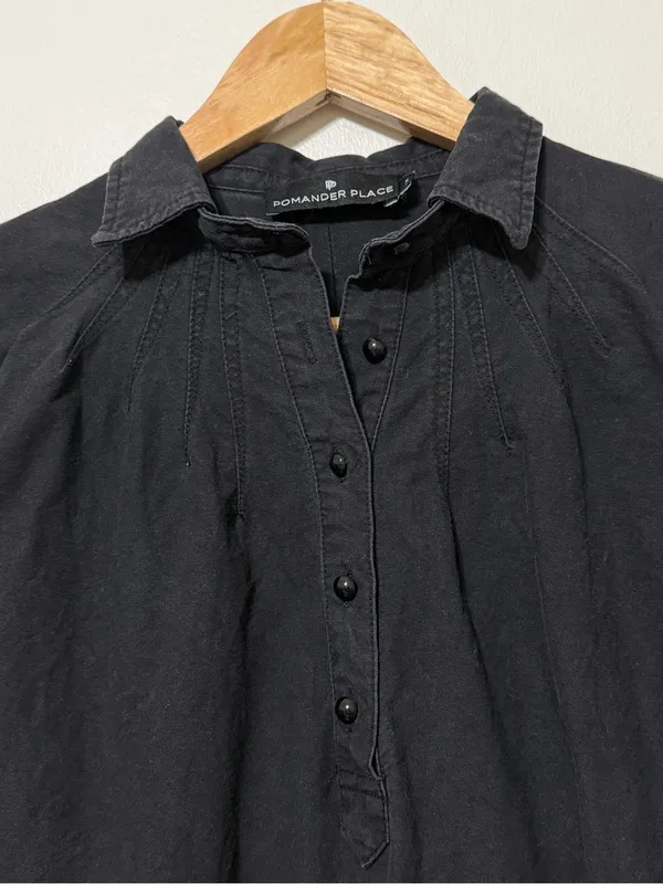 Tuckernuck X Pomander Place Black Polly Pop Collar Relaxed Shirt Dress Small - Image 5