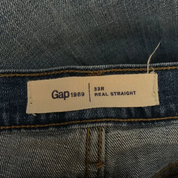 GAP Womens Size 33 Blue Real Straight Stretch Jeans - Image 5