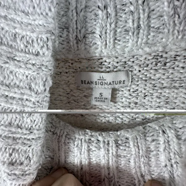 L.L. Bean Signature Sweater Womens S Gray Marled Mock Neck Pullover Cozy Soft - Image 2