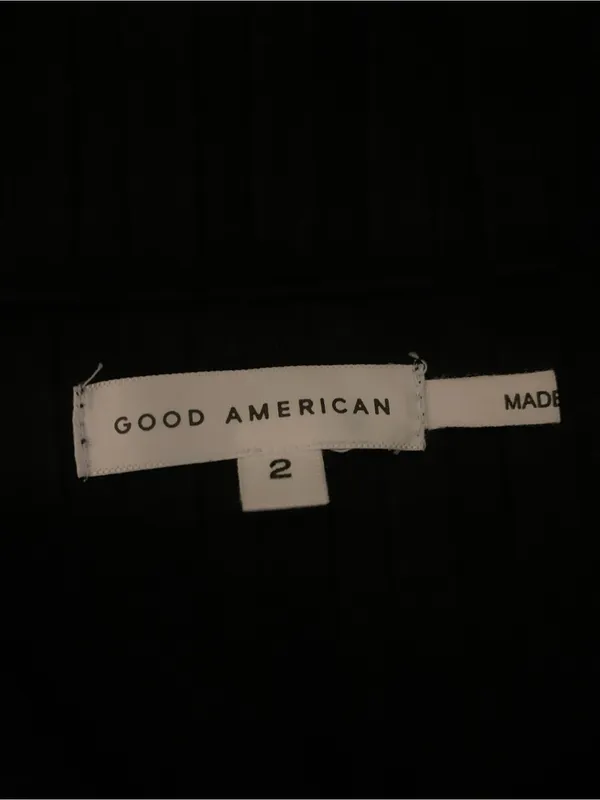 Good American Black Ribbed Button Front Long Sleeve Midi Dress 2 - Image 4