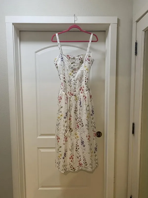 Hello Molly Whimsical Charm Maxi Dress Womens 8 White Floral Embroidered - Image 2
