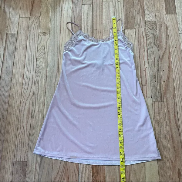 INC International Concepts Slip Dress Women XS Pink Lace Eyelet Velour Coquette - Image 4