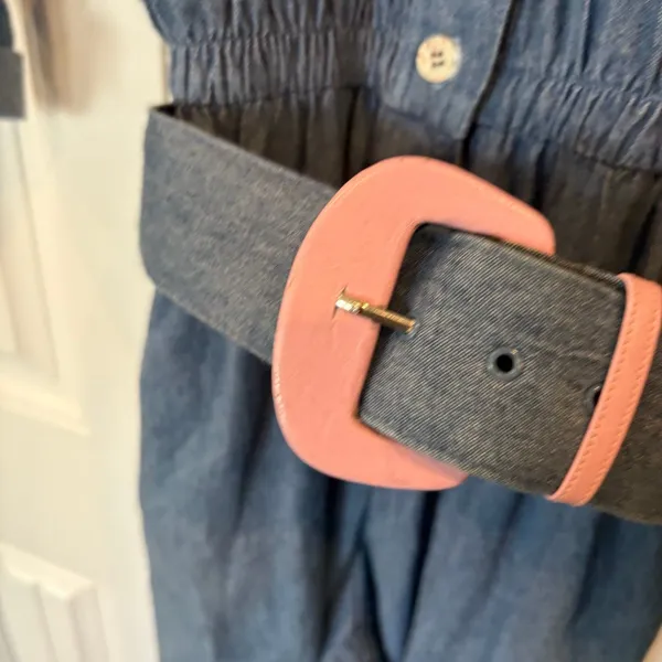 D.‎ Frank Denim Belted Jumpsuit Size 8 Blue - Image 6