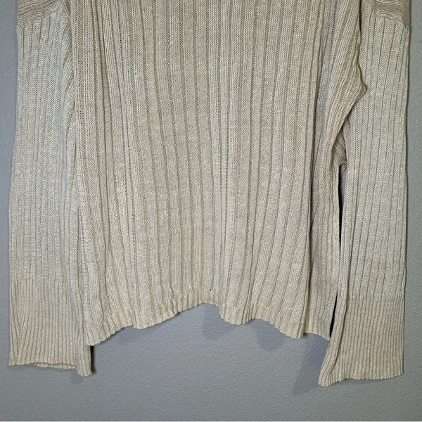 J. Crew neutral relaxed cotton linen blend collared sweater women’s size L XL - Image 9
