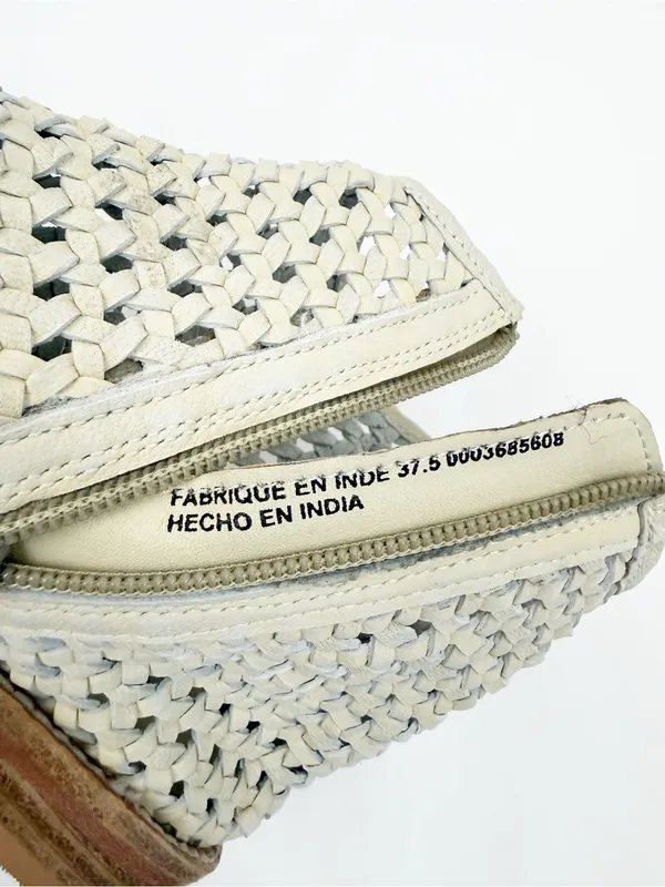 Free People Cayne Woven Leather Bootie Ankle Boots Bone - Image 11