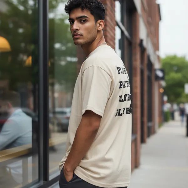 Playboy unisex Beige T-Shirt with Black Logo - Image 6