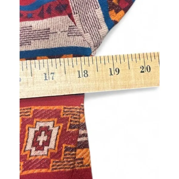 Womens Southwestern Aztec Print Long Sleeve Crew Neck Top Burgundy‎ Orange Small - Image 9