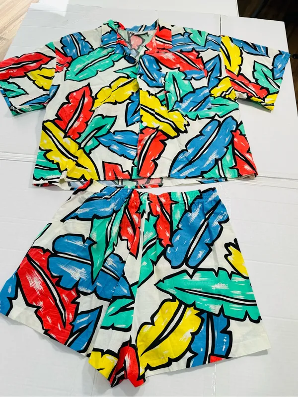 Plus Size Multicolor Leaf Print Swim Cover - Image 4