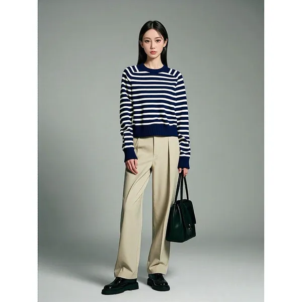 NWT J.Crew Relaxed Stripe Crewneck Sweater Womens Chunky Knit Nautical Fisherman - Image 6