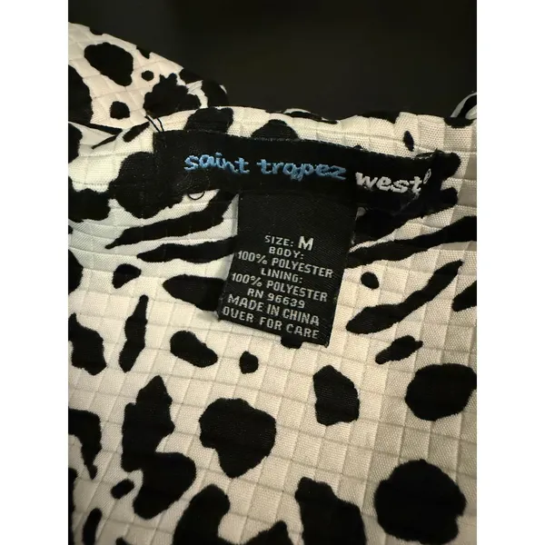 Saint Tropez West‎ Womens Animal Print Textured Blazer Jacket Black White Size M - Image 2