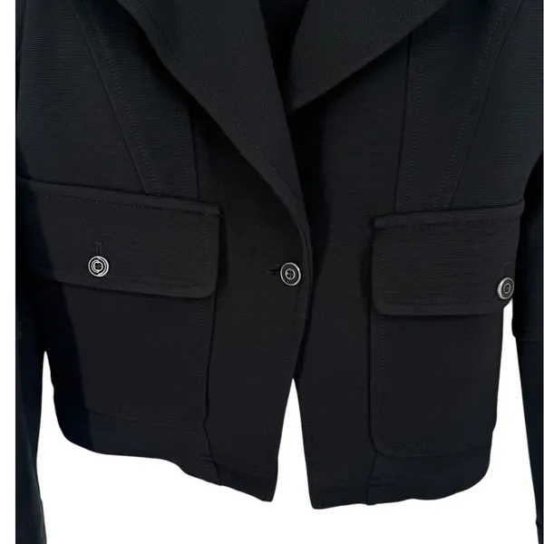Anthropologie‎ Women's Surin Ponte Knit Moto Blazer Jacket Black Size Medium - Image 9