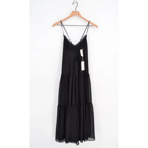 Aritzia Wilfred Sunshine Midi Dress Black Women's XS Tiered Romantic Whimsical - Image 4