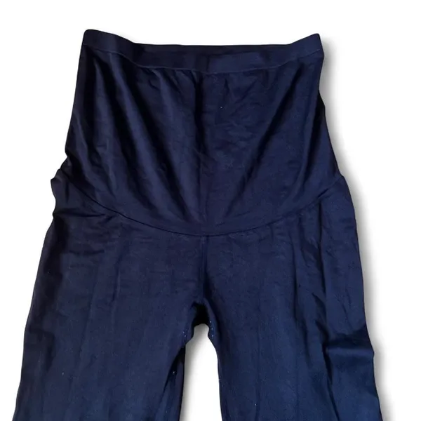 Maternity Pants Black Baby Bump Flare Fold-over Stretch Y2K Comfy Yoga Medium - Image 3
