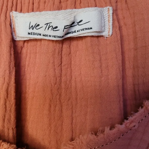 Free People We The Free Relaxed Perpetual button down orange raw hem shirt sz M - Image 6