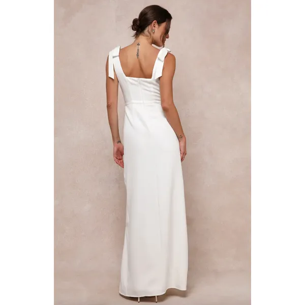 Lulus Your Sweetie White Tie Strap Column Maxi Dress Wedding Bridal Large NWT - Image 2