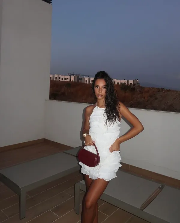 Zara ivory ecru mini dress halter ruffle Bohemian summer vacation evening casual - Image 3