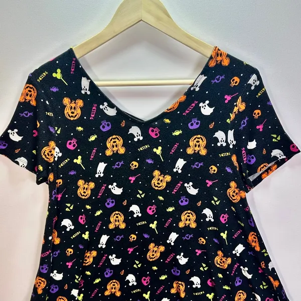 Disney Parks Halloween Mickey Jack O Lantern Lattice Back Top Small Black - Image 2