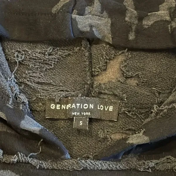 Generation Love Women’s Burnout Distressed Camouflage Hooded Sweatshirt Size S - Image 6