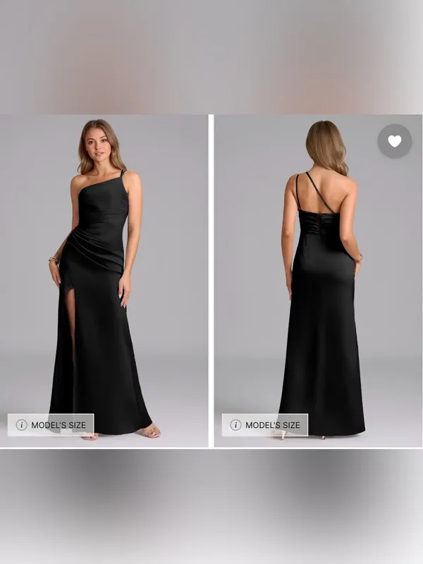 NWT Azazie Eren Stretch Black Mermaid One Shoulder Stretch Satin Dress size A0 - Image 2