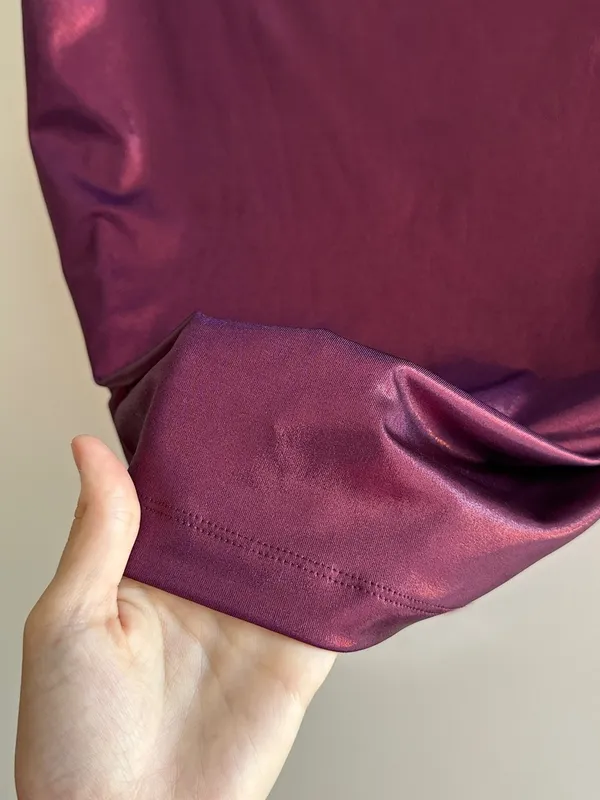 Maeve by Anthropologie Mock-Neck Ruched Shine Tank, Plum/Prune, Size Large - Image 9