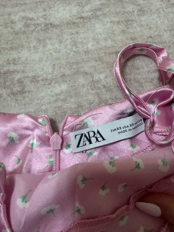 Zara flower print satin mini dress size xs - Image 3