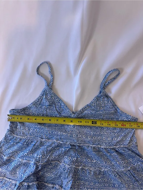 American Eagle Outfitters Blue Printed Spaghetti Strap Peplum Camisole - Image 3