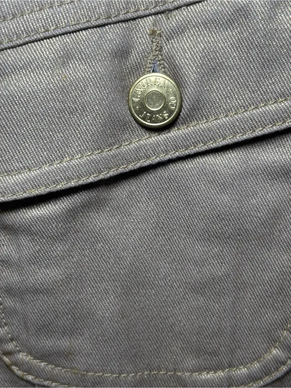 Lauren Jeans Co Ralph Lauren Women's Demin Gold Metallic Button Up Jacket Sz L - Image 10