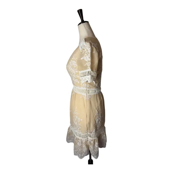 Saylor Dress Women XS Cream Ivory Floral Lace Embroidered Alexa‎ Mini Cocktail - Image 7