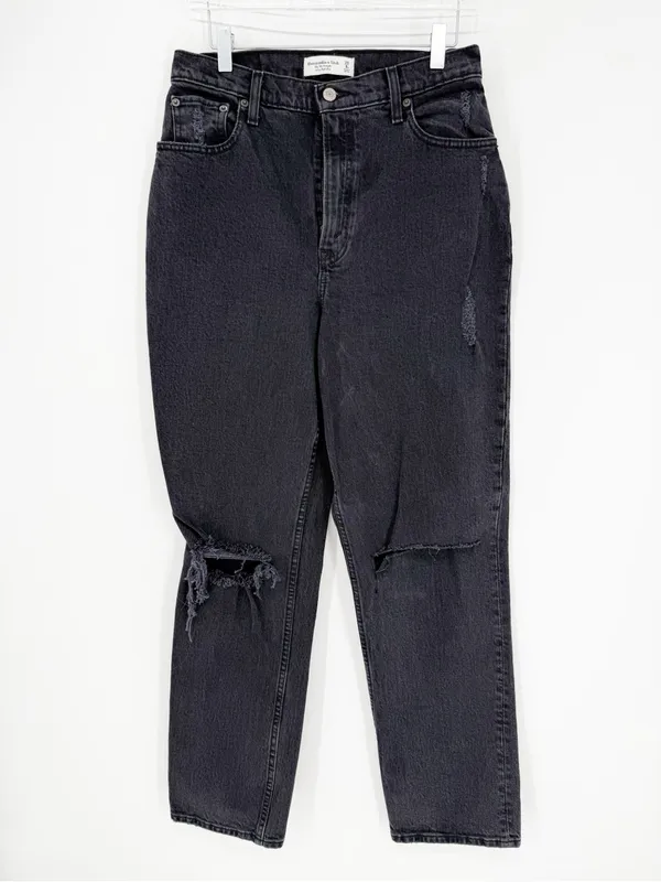 Abercrombie & Fitch 90s Straight Ultra High Rise Curve Love Distressed Jeans 29 - Image 3