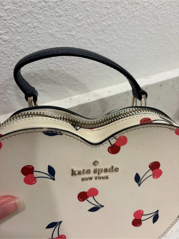Kate Spade New York Love Shack Cherry Heart Handle Bag- Cream Heart Cherries - Image 4