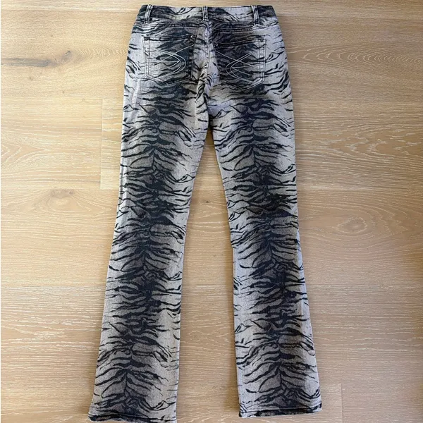 Jaded London Jeans Bootcut Tiger Print Size 26 Black Grayish Taupe - Image 5