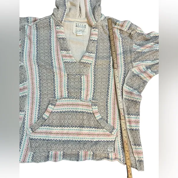 Billabong Baja Striped Textured Knit Hoodie Top Boho Surf Beach Pullover Sz‎ M - Image 9