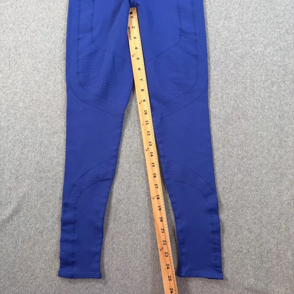NUX Blue Ribbed Leggings Size Medium High Rise Active Stretch - Image 3