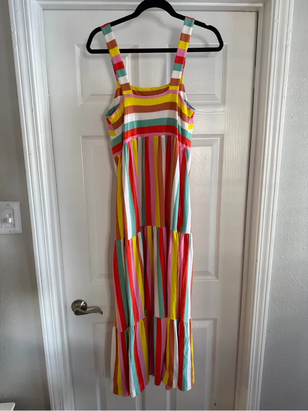 J. Crew Rainbow Stripe Maxi Dress Size XXS Back To School Teacher Outfit Cotton - Image 7