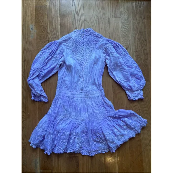 LoveShackFancy Viola Dress In Lavender Lilac Purple Lace Button Back Cotton Sz S - Image 6