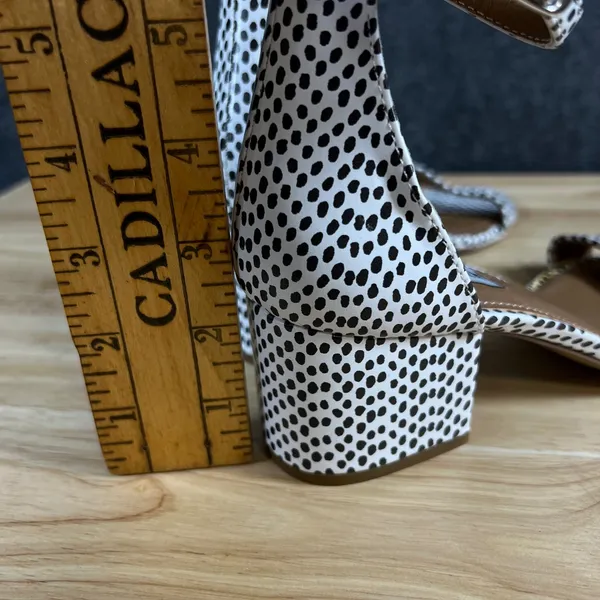 Steve Madden Irenee Polka Dot Block Heel Sandals Black White 7.5M - Image 6