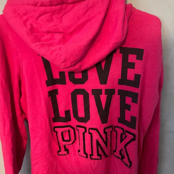 Victoria's Secret Pink Hoodie - Pink and Black - Image 6